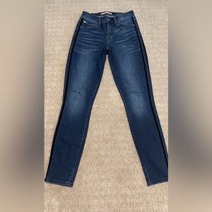 7 for All Mankind B(air) Women's Dark Blue Skinny Sz 24 with black velvet stripe
